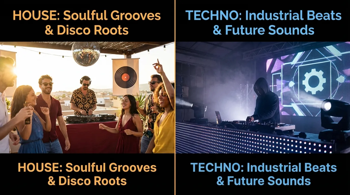 difference between house and techno