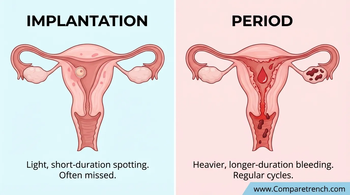 difference between implantation and period