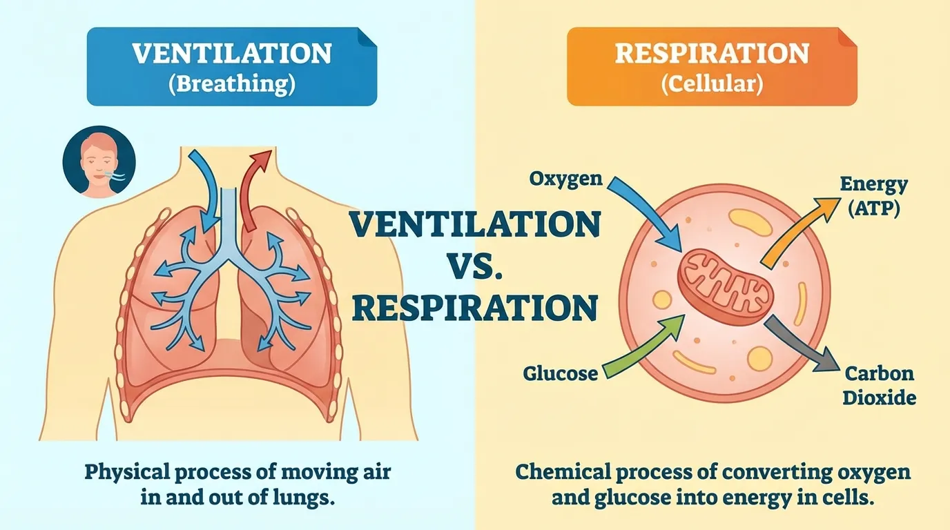 difference between ventilation and respiration