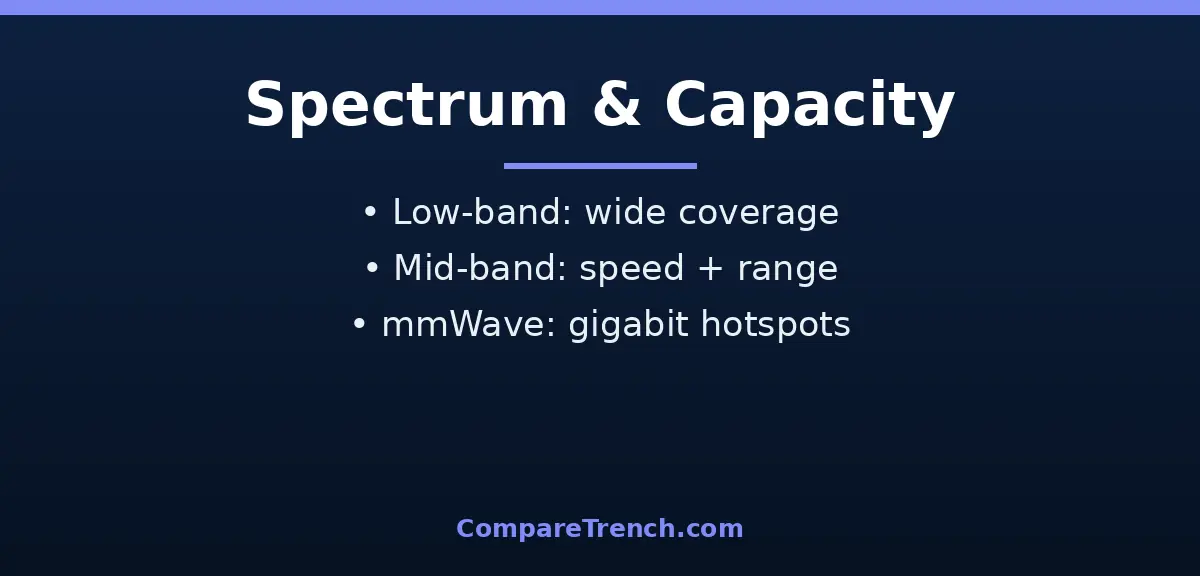 Spectrum bands and capacity in the difference between 5g and lte, from low-band coverage to mmWave high-band hotspots