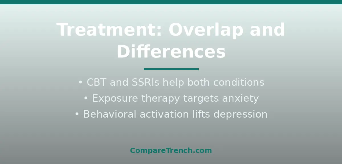 Treatment comparison graphic for the difference between anxiety and depression
