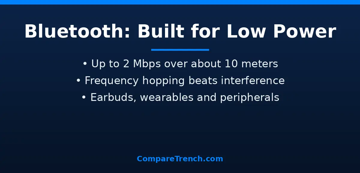 Graphic explaining how Bluetooth works and where the difference between bluetooth and wi-fi matters