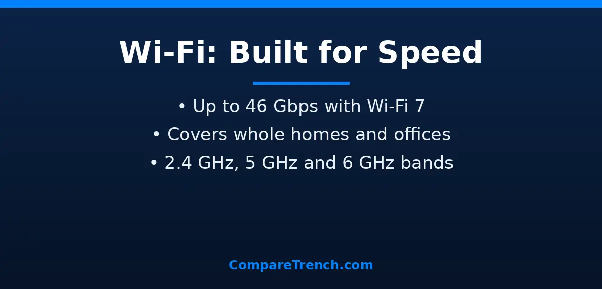 Graphic explaining how Wi-Fi works in the difference between bluetooth and wi-fi comparison