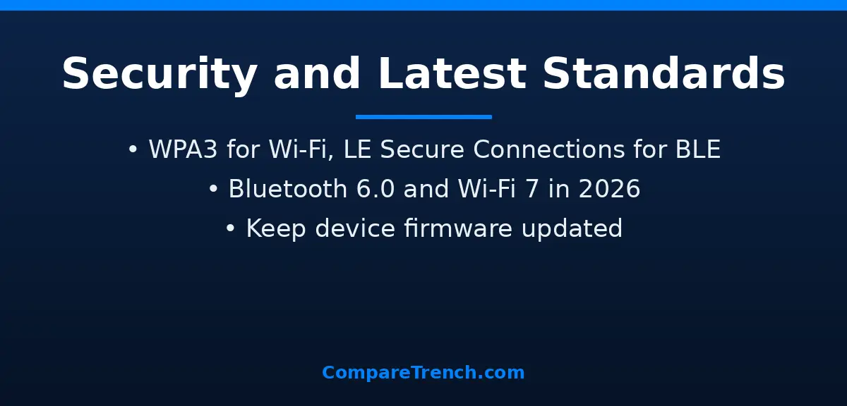 Security comparison graphic covering the difference between bluetooth and wi-fi standards