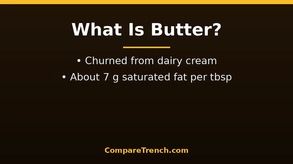 Butter block and margarine tub side by side showing the visual difference between butter and margarine