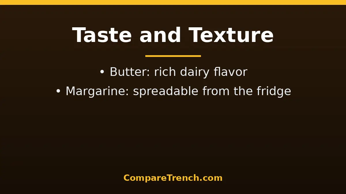 Toast with melting butter next to toast with margarine for a taste and texture comparison