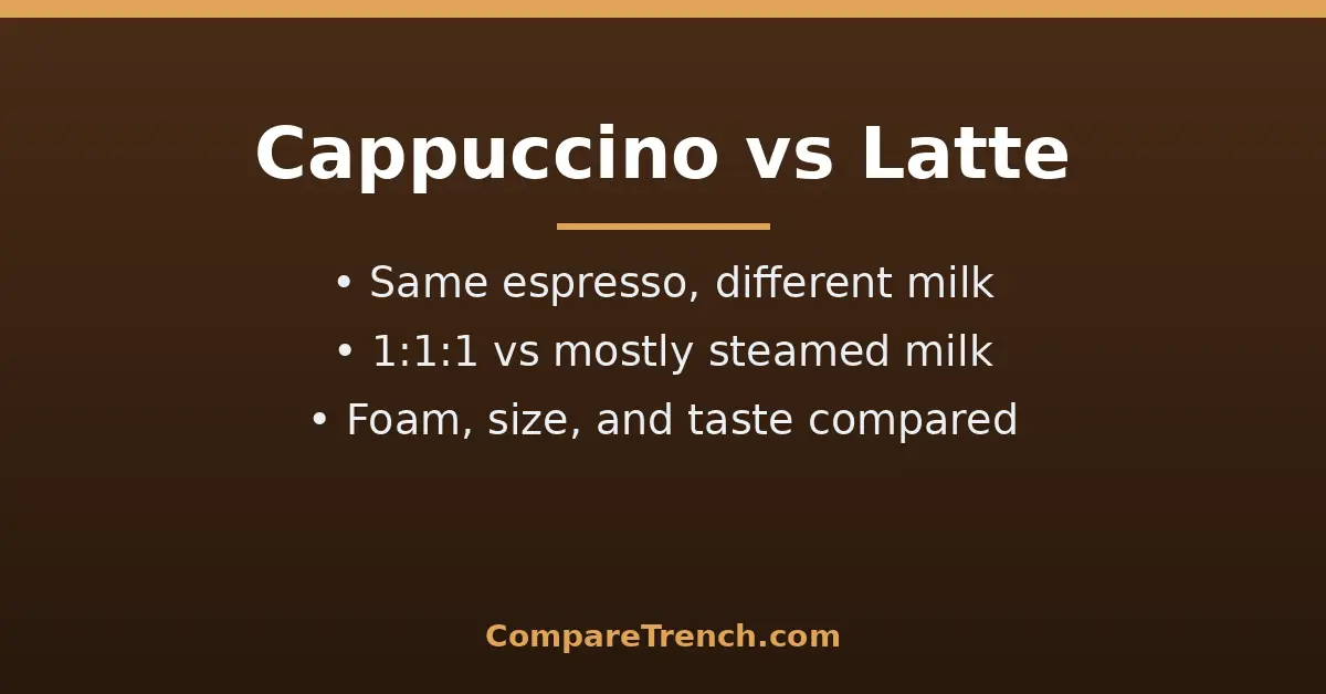 Featured illustration comparing the difference between cappuccino and latte espresso drinks