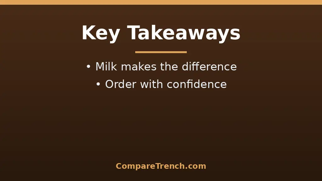 Summary graphic of the difference between cappuccino and latte key features side by side