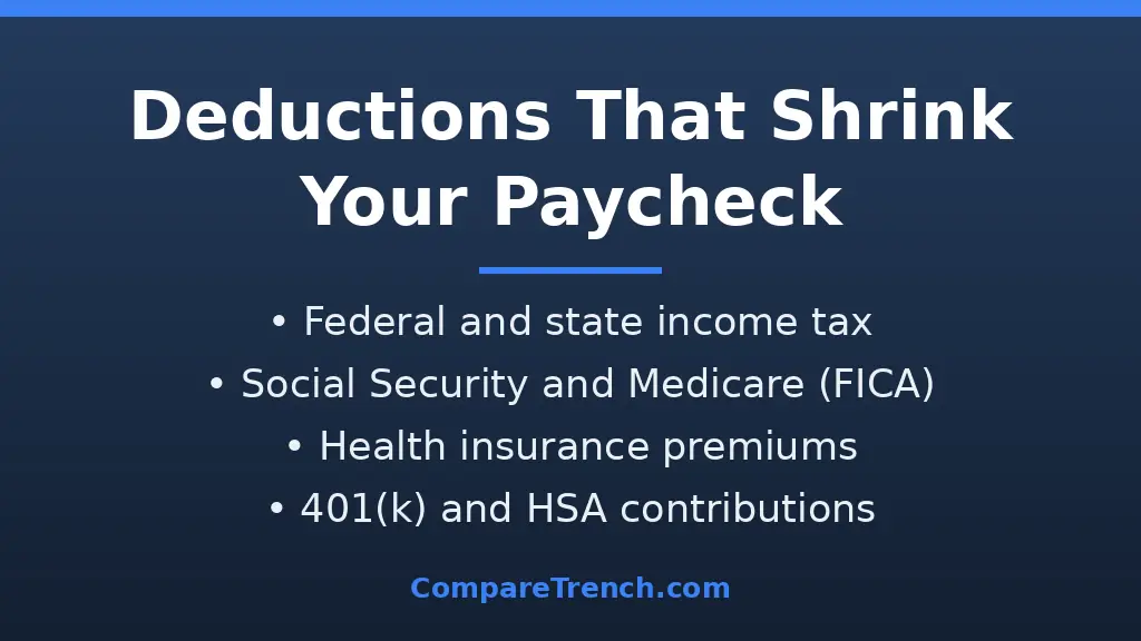Common payroll deductions that reduce gross pay to net pay explained in the gross pay vs net pay guide