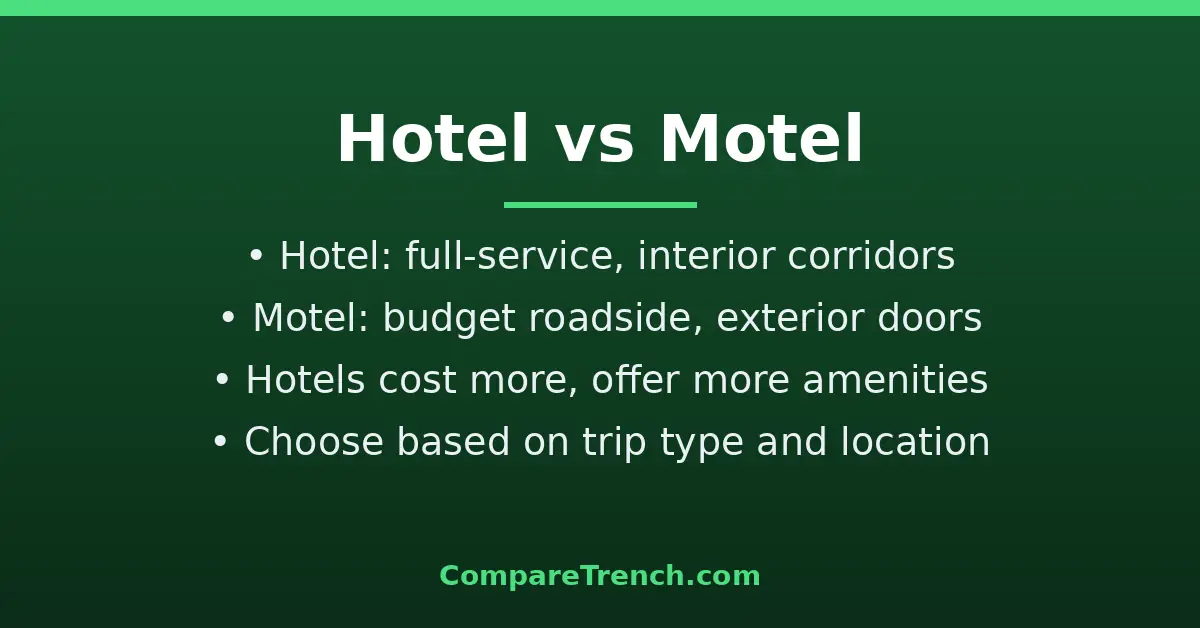 Featured graphic explaining the difference between hotel and motel