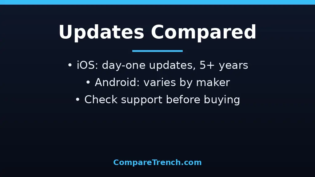 Timeline comparing the difference between iOS and Android software update support