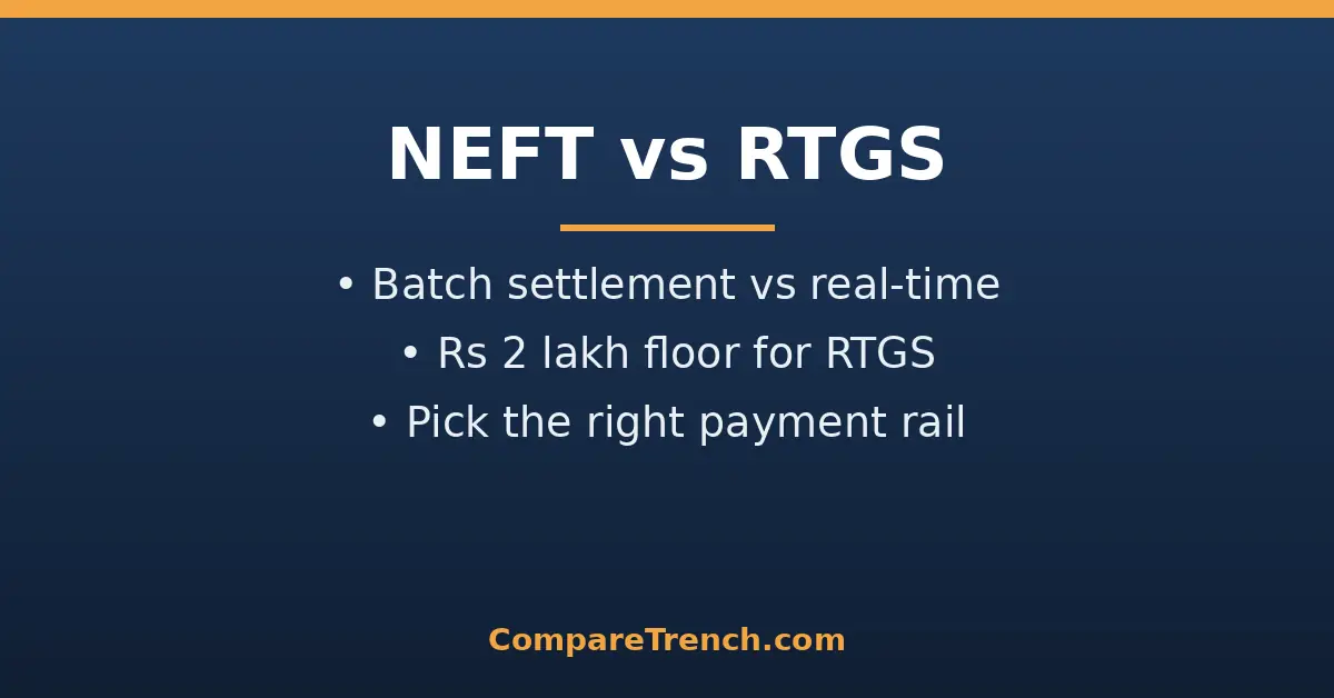 Featured illustration comparing the difference between NEFT and RTGS bank transfers